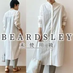 美品BEARDSLEYビアズリーゆったりリネン100％前結びチュニックブラウス♪ 美品ビアズリーゆったり上品体型カバーリネン100％前結びチュニック