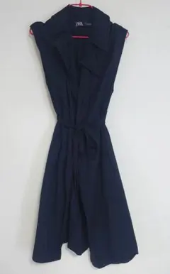 ZARA ロングジレ ポケット有 ベスト 黒 ノースリーブ 羽織 夏服のサムネイル