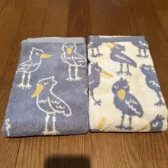 ▶︎新品未使用　ハシビロコウ　フェイスタオル　青&白