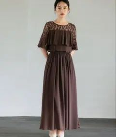 DRESS PLUS レースドレス　cy88202 チョコ　ブラウン　ワンピース