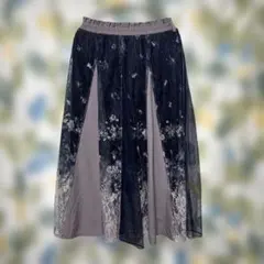 axes femme 花柄レース切り替えフレアスカートのサムネイル