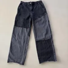 パッチワークデザイン グレー系デニム