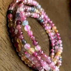 天然パワーストーン マルチカラー トルマリン 【4重】ネックレス にも使います❣️