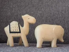 木製動物　T-Lab. ぽれぽれ動物 2匹 ラクダ•ゾウ