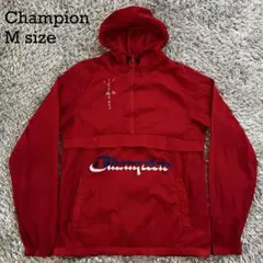 Champion アノラック パーカー M レッド 軽量ナイロン
