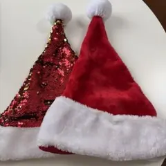 クリスマス サンタ帽子 2点セット スパンコール フェイクファーのサムネイル