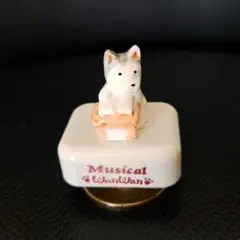 ハスキー犬-オルゴール　陶器　置物　インテリア　ミュージカルワンワン