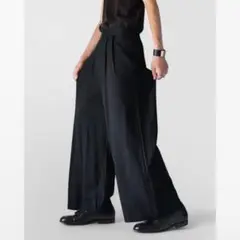 00s archive black wide rayon slacks