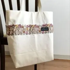 A4サイズ　インド刺繍リボン　ハンドメイド　トートバッグ　　肩かけ