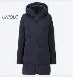 【ユニクロ】美品✨シームレスダウンショートコート　フード　ブラック　ダブルジップ