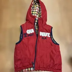 赤　チェック柄　リバーシブル　ベビーベスト サイズ90