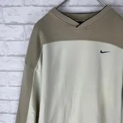NIKE ナイキ　スウェット　90s ベージュ　ホワイト　バイカラー　刺繍