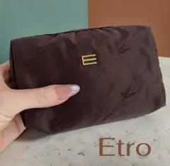 【未使用品】ETRO エトロ ペガサスロゴ ポーチ ブラウン