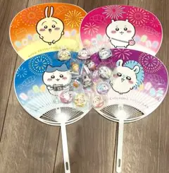 くら寿司 ちいかわ うちわ4枚 ストラップフィギュア4 缶バッジ4 マグネット3