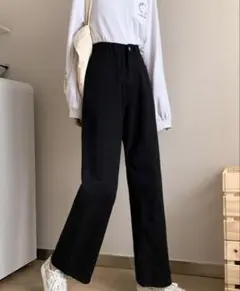 ハイウエスト ブラック ワイドレッグ Sサイズ