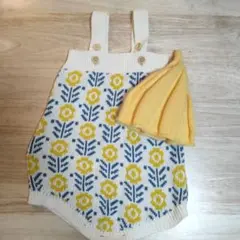 【美品】KOHANA baby 花柄ニットロンパースと帽子セット