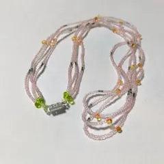 ビーズ　ネックレス　ハンドメイド　ピンク　未使用