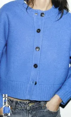 ZARA ソフトニットカーディガン S ブルー