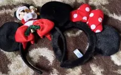 ミッキー サンタ帽子付きカチューシャ