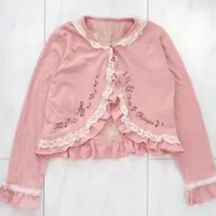 アクシーズファムキッズ 音符刺繍ボレロ カーディガン ピンク 150cm