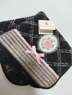 新品★PRIVATE LABEL タオルハンカチ ローズピンクリボン