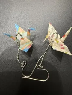 折り鶴 ピアス(両耳用)