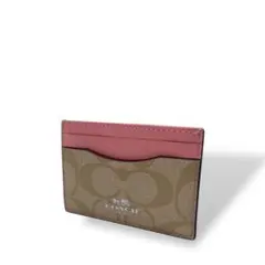 COACH カードケース シグネチャー ピンク ベージュ