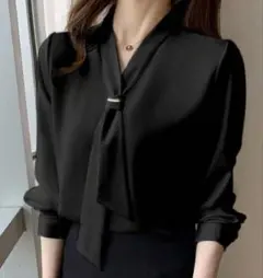 ボウタイ風　長袖シャツ