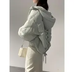 美品 SNIDEL SustainableレースアップダウンジャケットS ミント