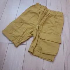 GU イエロー ナイロン　ハーフ　カーゴパンツ 90