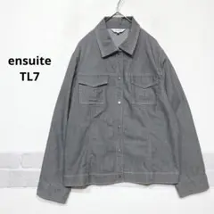 大きいサイズ デニム風 ボタン付きジャケット グレー コットン ブルゾンH740