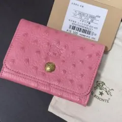 【新品未使用】イルビゾンテ 名刺入れ オーストリッチ ピンク系 CRUM
