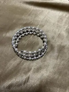 シルバー系パール3連ブレスレット