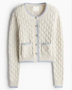 H&M ケーブルニットカーディガン クリーム/ライトブルー