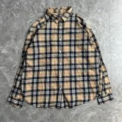 【GU】ジーユー（XL）フランネルオーバーサイズシャツ＊チェック＊総柄＊綿100