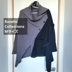 Roselio Collections★M★変形トップス長袖★黒チャコールグレー