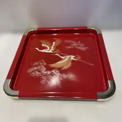 お盆　金蒔絵　鶴　ツル　美術品　アンティーク　工芸品　キッチン　トレー