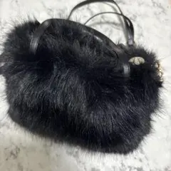 ふわふわ ファー バッグ 黒 2WAY ショルダー ハンドバッグ 冬コーデ