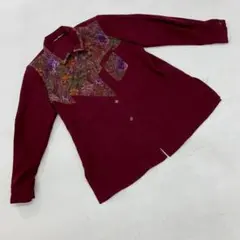 Roman Fleurs 花柄切替 長袖シャツボ ルドーM