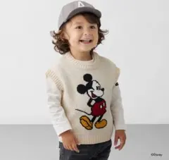 美品　プティマイン　ディズニー　ミッキーニットベストセット　90