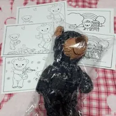 藍染パッチワークのテディベアと郵便局ぽすくまカード定規セット