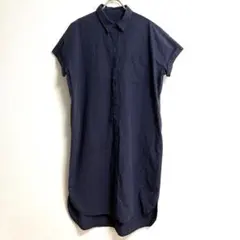 ✨綿100％✨ ロペピクニック 38 シャツワンピース ロング シンプル 紺