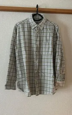【美品】シンプルライフ チェックシャツ L グリーン系 大人カジュアル