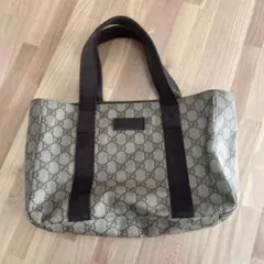 GUCCI グッチ PVC トートバッグ GG柄 レザー ブラウン ハンドバック