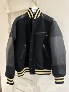 ウールナイロンメルトン×ナイロンオックス×フェイクレザースタジャン