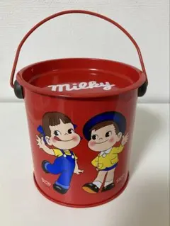 希少✨不二屋 ペコちゃん ポコちゃん　昭和レトロ　スツール缶　ペール缶　バケツ缶 希少✨不二屋 ペコちゃん ポコちゃん 昭和レトロ スツール缶