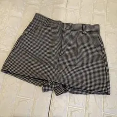 ZARA チェック柄 ハイウエストショートパンツ S