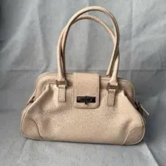 YUKIKO HANAI バッグ オーストリッチ ターンロック ピンクベージュ