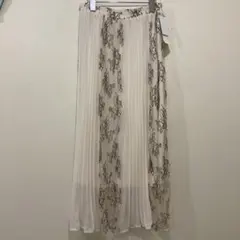 新品★プリーツ×花柄レースドッキングスカートレーススカートプリーツスカート白黒