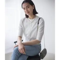 T504新品 組曲ドライタッチ 5分袖カーディガン3￥9900